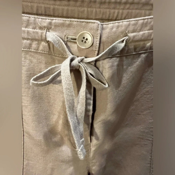 Talbots Linen blend size 10 signature khaki capri pants with drawstring waist - Picture 4 of 13